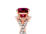 Rose gold Cushion Cut Garnet  Halo Twist Band Solitaire Prong Setting Ring_29