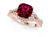 Rose gold Cushion Cut Garnet  Halo Twist Band Solitaire Prong Setting Ring_43