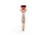 Rose gold Cushion Cut Garnet  Halo Twist Band Solitaire Prong Setting Ring_44