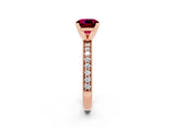 Rose gold Cushion Cut Garnet Milgrain Pavé Engagement Ring with Four-Prong Setting_14