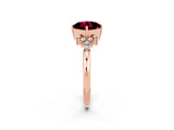 Rose gold Cushion Cut Garnet Ring with Side Stones and Four-Prong Setting_38