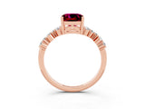 Rose gold Cushion Cut Garnet Scattered Round Accent Ring with Prong Setting_27