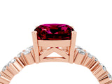 Rose gold Cushion Cut Garnet Scattered Round Accent Ring with Prong Setting_28