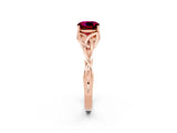Rose gold Cushion Cut Garnet Solitaire Celtic Knot Ring with Four-Prong Setting_14