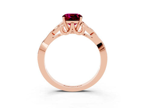 Rose gold Cushion Cut Garnet Solitaire Celtic Knot Ring with Four-Prong Setting_15