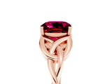 Rose gold Cushion Cut Garnet Solitaire Celtic Knot Ring with Four-Prong Setting_17