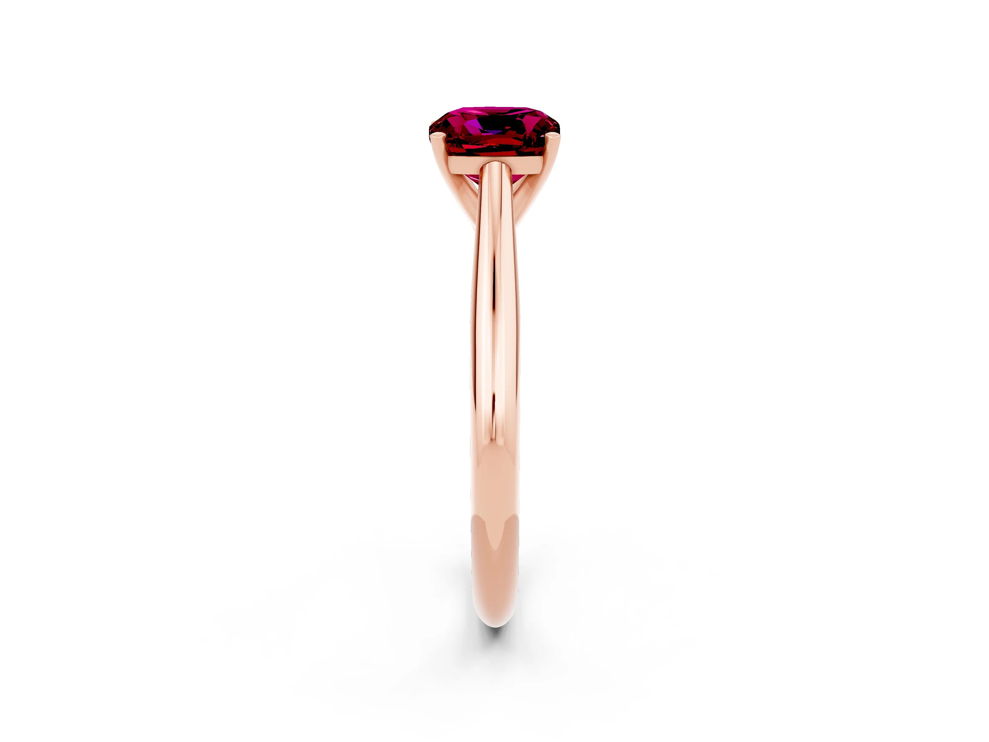 Rose gold Cushion Cut Garnet Solitaire Engagement Ring with Cathedral Setting and Four-Prong Mount_14