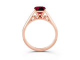 Rose gold Cushion Cut Garnet Solitaire Engagement Ring with Cathedral Setting and Four-Prong Mount_27