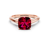 Rose gold Cushion Cut Garnet Solitaire Engagement Ring with Cathedral Setting and Four-Prong Mount_30