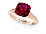 Rose gold Cushion Cut Garnet Solitaire Engagement Ring with Cathedral Setting and Four-Prong Mount_79