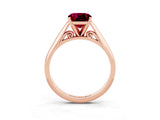 Rose gold Cushion Cut Garnet Solitaire Engagement Ring with Cathedral Setting and Four-Prong Mount_81