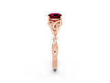 Rose gold Cushion Cut Garnet Solitaire Engagement Ring with Celtic Knot Band and Four-Prong Setting_2