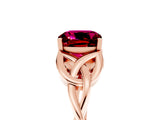 Rose gold Cushion Cut Garnet Solitaire Engagement Ring with Celtic Knot Band and Four-Prong Setting_5