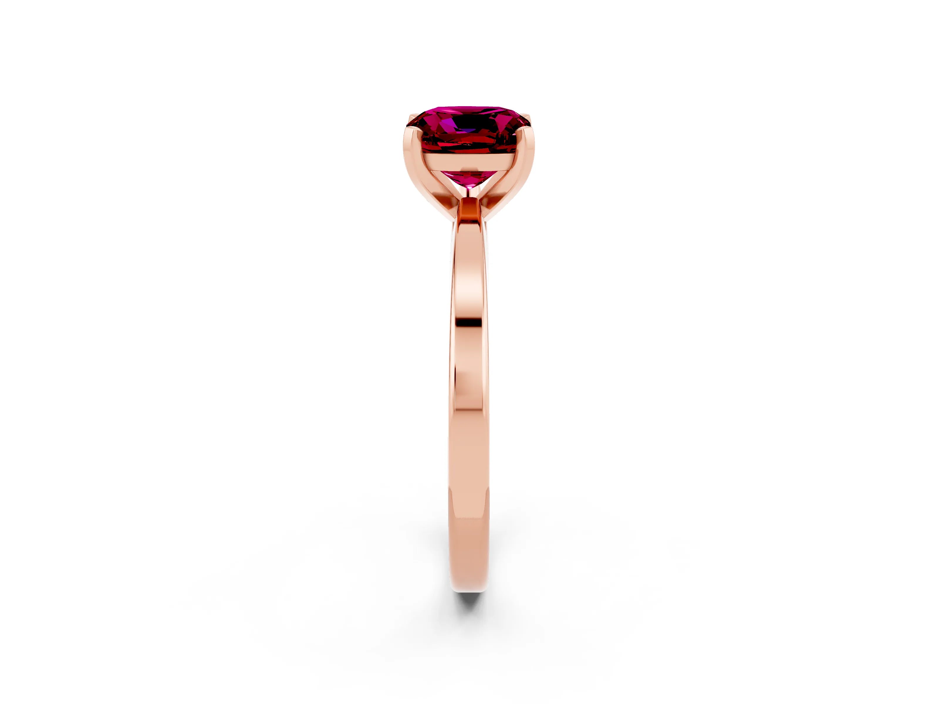Rose gold Cushion Cut Garnet Solitaire Engagement Ring with Classic Band and Four-Prong Setting_26