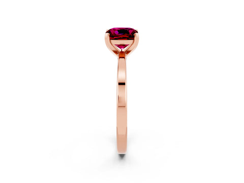Rose gold Cushion Cut Garnet Solitaire Engagement Ring with Classic Band and Four-Prong Setting_26