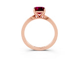 Rose gold Cushion Cut Garnet Solitaire Engagement Ring with Classic Band and Four-Prong Setting_27