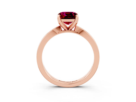 Rose gold Cushion Cut Garnet Solitaire Engagement Ring with Classic Band and Four-Prong Setting_27