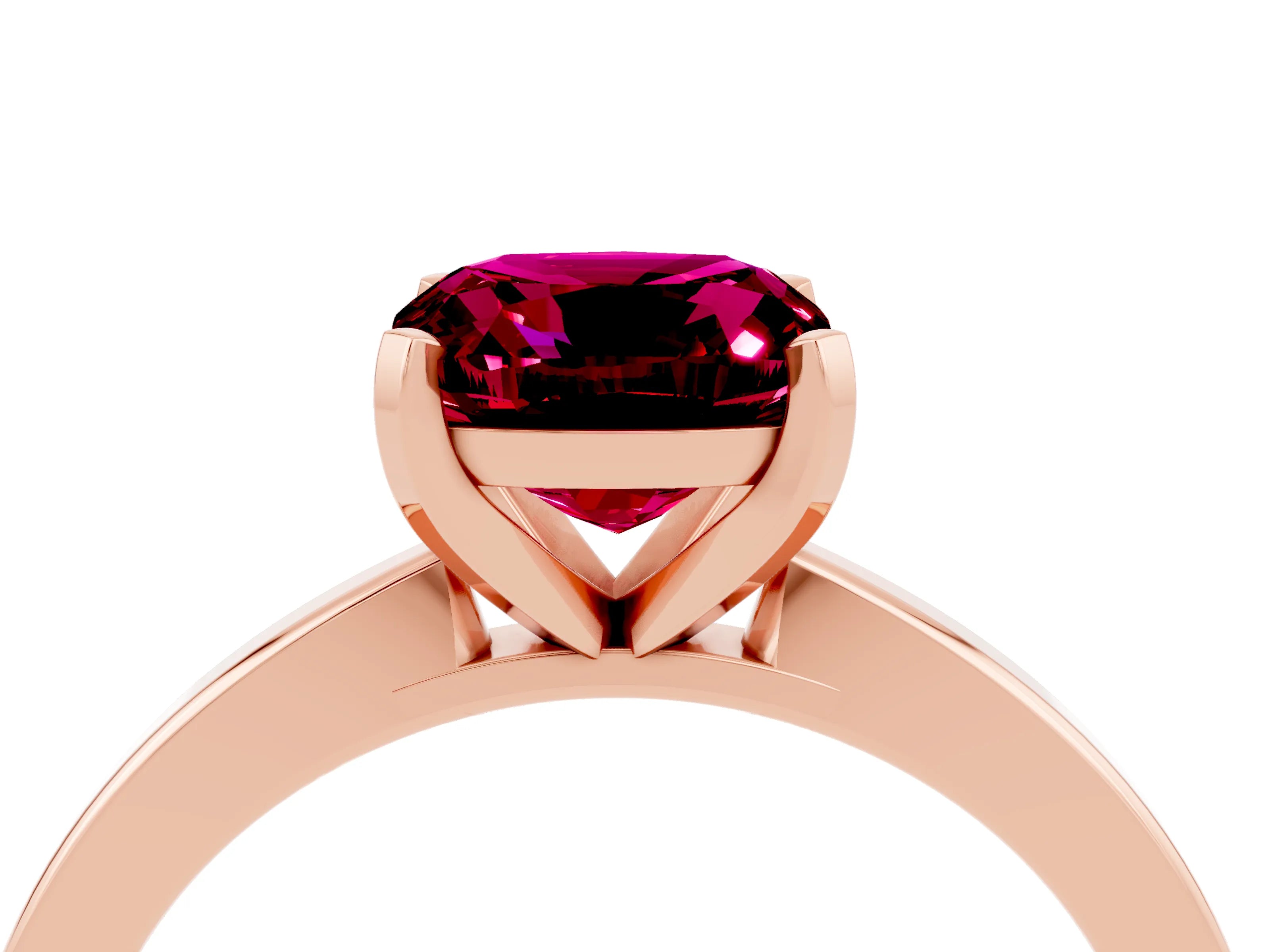 Rose gold Cushion Cut Garnet Solitaire Engagement Ring with Classic Band and Four-Prong Setting_28