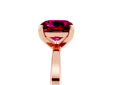 Rose gold Cushion Cut Garnet Solitaire Engagement Ring with Classic Band and Four-Prong Setting_29