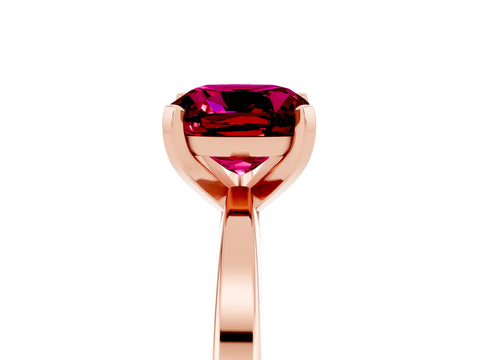 Rose gold Cushion Cut Garnet Solitaire Engagement Ring with Classic Band and Four-Prong Setting_29