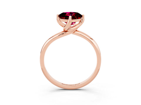 Rose gold Cushion Cut Garnet Solitaire Engagement Ring with Four-Prong Setting and Classic Band_15