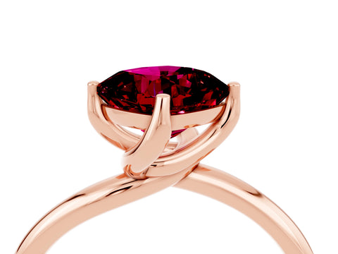 Rose gold Cushion Cut Garnet Solitaire Engagement Ring with Four-Prong Setting and Classic Band_16