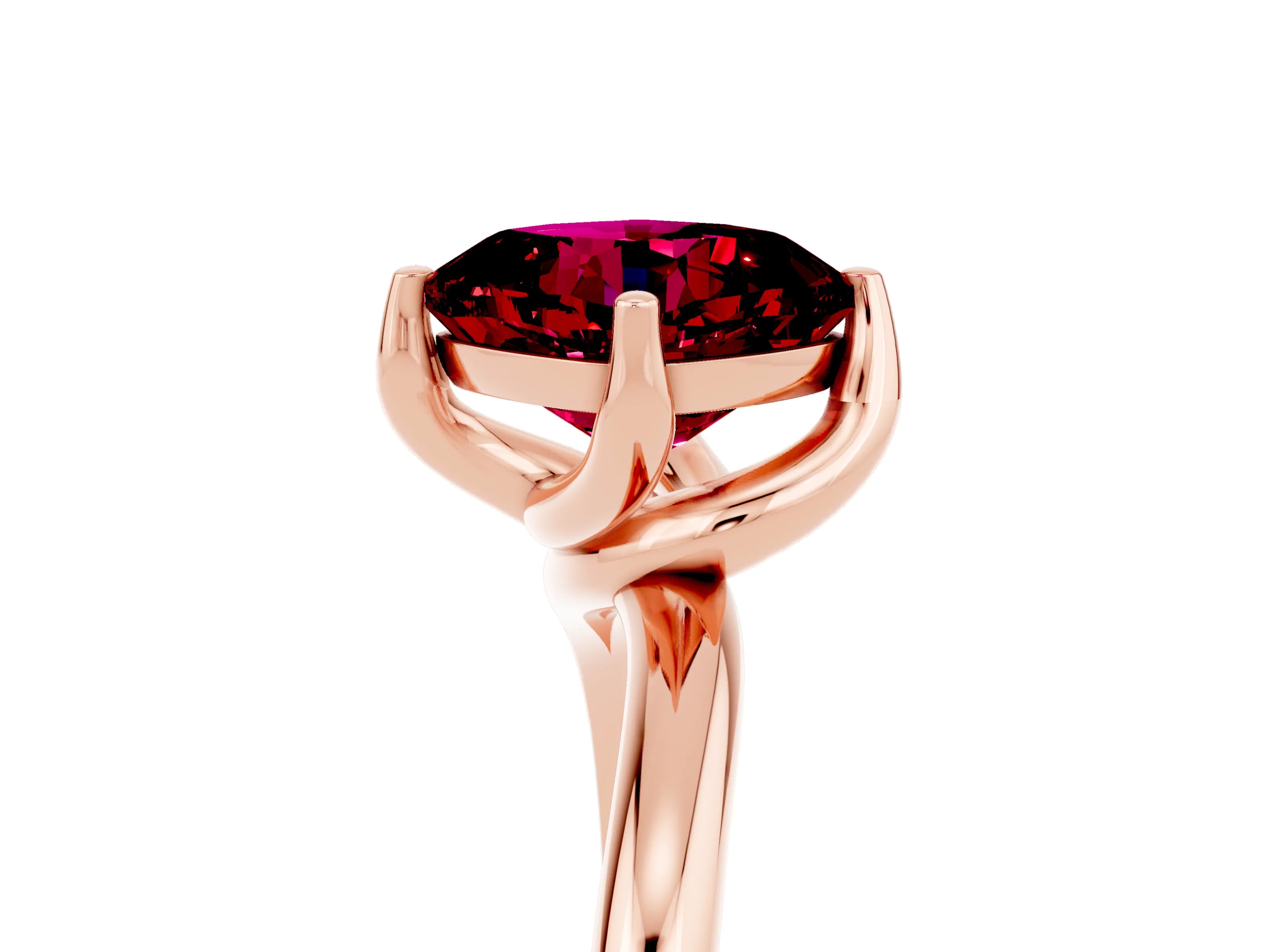 Rose gold Cushion Cut Garnet Solitaire Engagement Ring with Four-Prong Setting and Classic Band_17