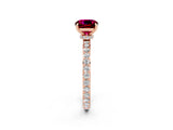 Rose gold Cushion Cut Garnet Solitaire Engagement Ring with Pavé Band and Four-Prong Setting_2