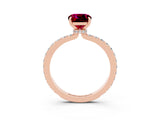 Rose gold Cushion Cut Garnet Solitaire Engagement Ring with Pavé Band and Four-Prong Setting_3