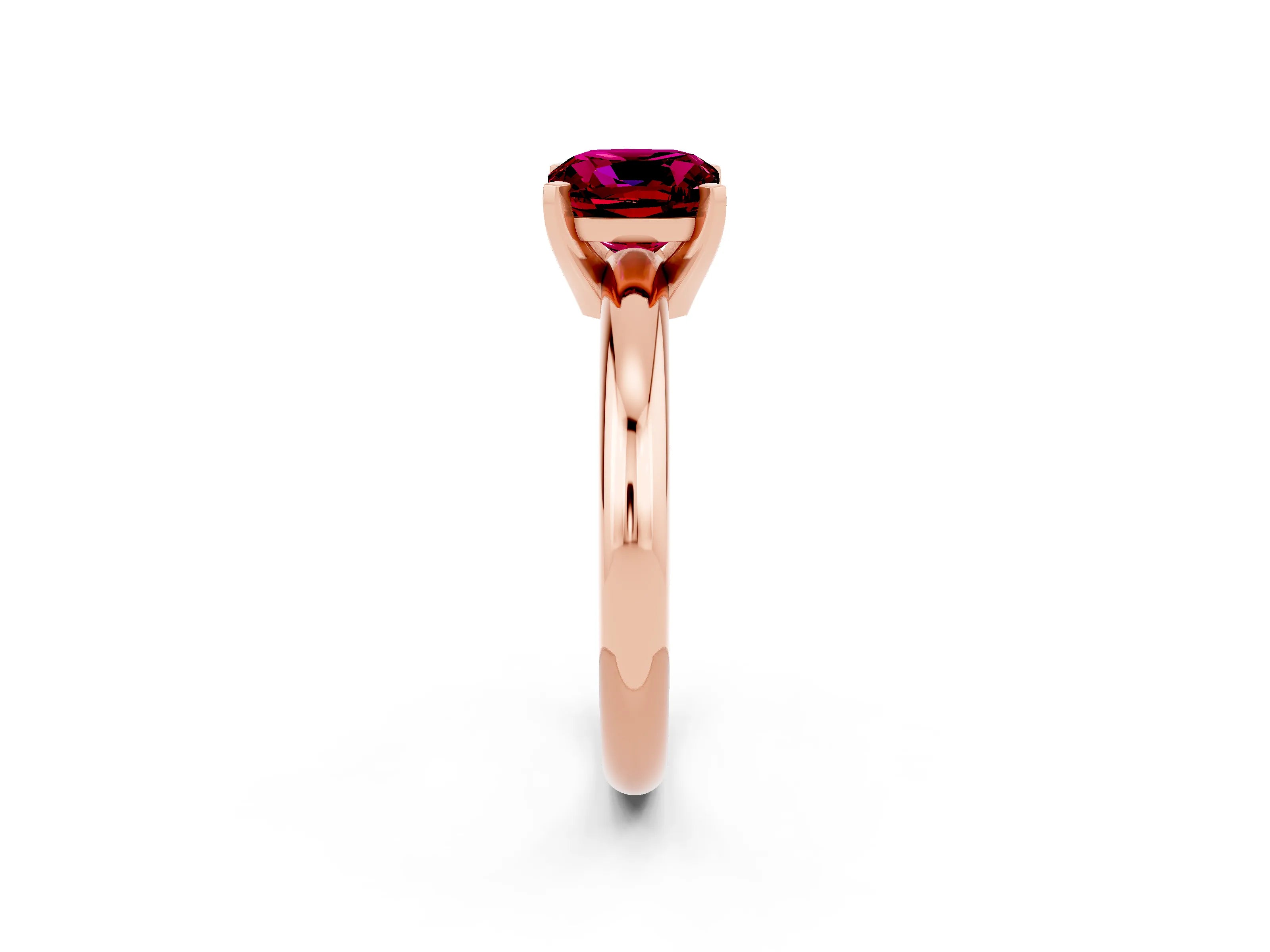 Rose gold Cushion Cut Garnet Solitaire Engagement Ring with Round Band and Four-Prong Setting_2