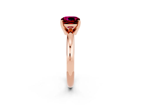 Rose gold Cushion Cut Garnet Solitaire Engagement Ring with Round Band and Four-Prong Setting_2