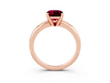 Rose gold Cushion Cut Garnet Solitaire Engagement Ring with Round Band and Four-Prong Setting_3