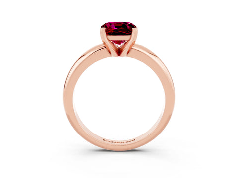 Rose gold Cushion Cut Garnet Solitaire Engagement Ring with Round Band and Four-Prong Setting_3