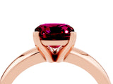 Rose gold Cushion Cut Garnet Solitaire Engagement Ring with Round Band and Four-Prong Setting_4