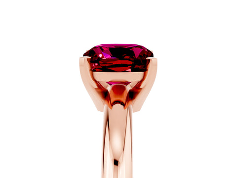 Rose gold Cushion Cut Garnet Solitaire Engagement Ring with Round Band and Four-Prong Setting_5