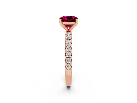 Rose gold Cushion Cut Garnet Solitaire Pavé Band with Four-Prong Setting_2
