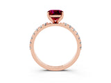 Rose gold Cushion Cut Garnet Solitaire Pavé Band with Four-Prong Setting_3