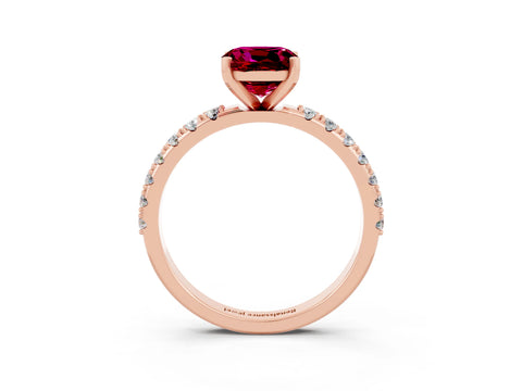 Rose gold Cushion Cut Garnet Solitaire Pavé Band with Four-Prong Setting_3