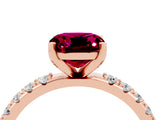 Rose gold Cushion Cut Garnet Solitaire Pavé Band with Four-Prong Setting_4