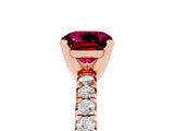 Rose gold Cushion Cut Garnet Solitaire Pavé Engagement Ring with Round Band and Prong Setting_41