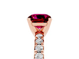 Rose gold Cushion Cut Garnet Solitaire Pavé Engagement Ring with Round Band and Prong Setting_83