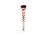 Rose gold Cushion Cut Garnet Solitaire Ring with Cathedral Setting and Pavé Band_2