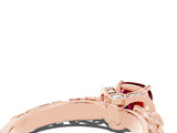 Rose gold Cushion Cut Garnet Solitaire Ring with Filigree Band and Four-Prong Setting_24
