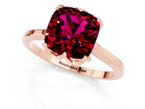 Rose gold Cushion Cut Garnet Solitaire Ring with Flower Prong Setting and Classic Band_37