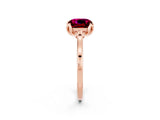 Rose gold Cushion Cut Garnet Solitaire Ring with Flower Prong Setting and Classic Band_38