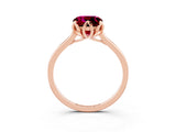 Rose gold Cushion Cut Garnet Solitaire Ring with Flower Prong Setting and Classic Band_39