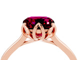 Rose gold Cushion Cut Garnet Solitaire Ring with Flower Prong Setting and Classic Band_40