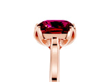 Rose gold Cushion Cut Garnet Solitaire Ring with Flower Prong Setting and Classic Band_41