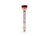 Rose gold Cushion Cut Garnet Solitaire Ring with Pavé Accents and Four-Prong Setting_2