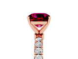 Rose gold Cushion Cut Garnet Solitaire Ring with Pavé Accents and Four-Prong Setting_5